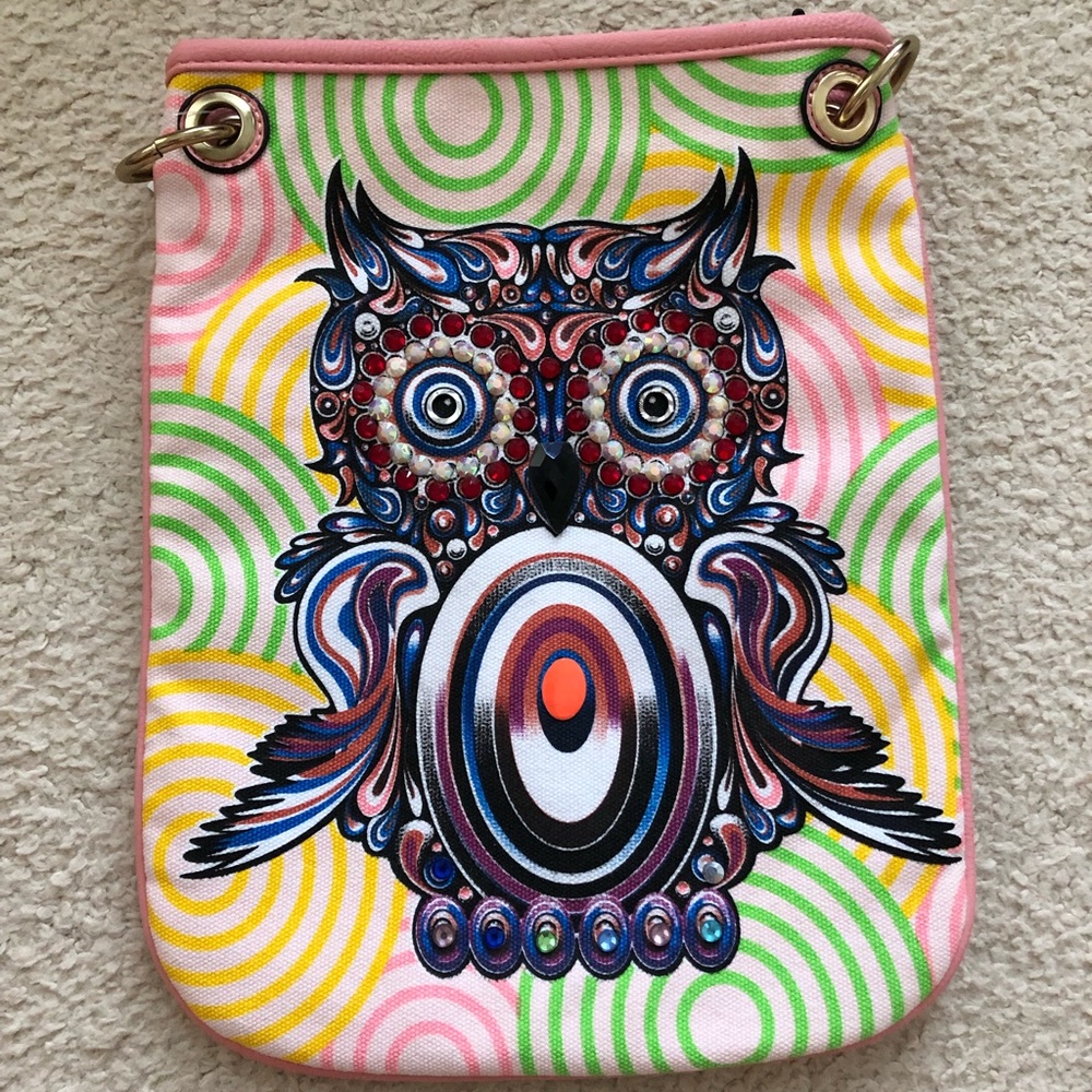 Rhinestone Owl Crossbody Bag